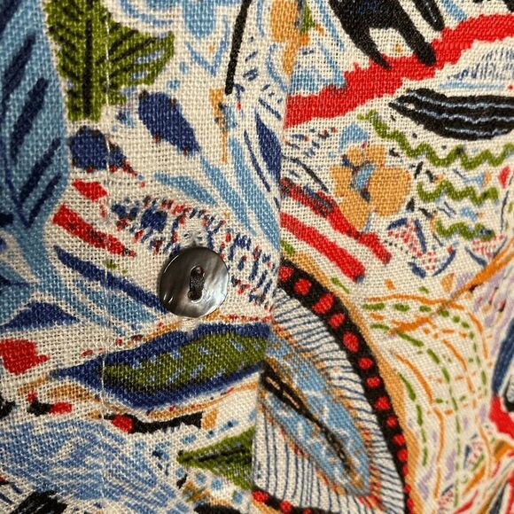 NWT C&C California 100% Linen Short Sleeve Button Up Shirt Women Size S Blue - Picture 6 of 10